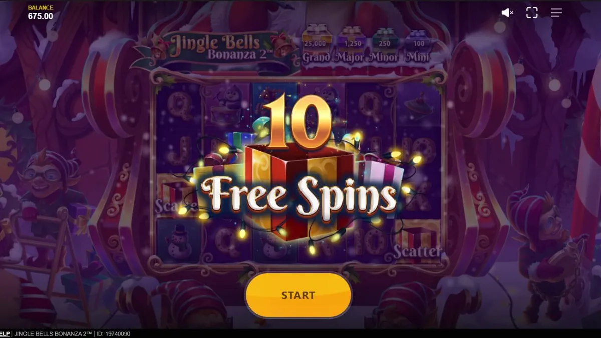 Tampilan visual slot Jingle Bells Bonanza 2 dengan tema Natal yang meriah
