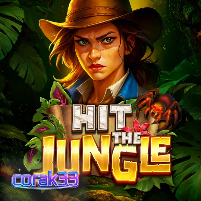 Pemandangan hutan eksotis dengan grid slot Hit the Jungle yang sedang aktif